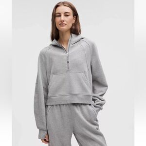 Lululemon Scuba Hoodie Women’s Small Gray Oversized Cropped Half Zip W3DUSS